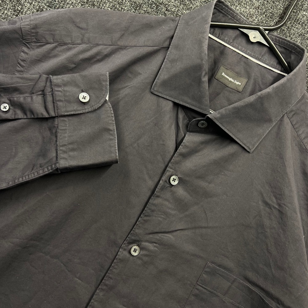 Ermenegildo Zegna Mens 3XL Dark Gray Cotton Button Down Shirt 6 UBE5F 2PF